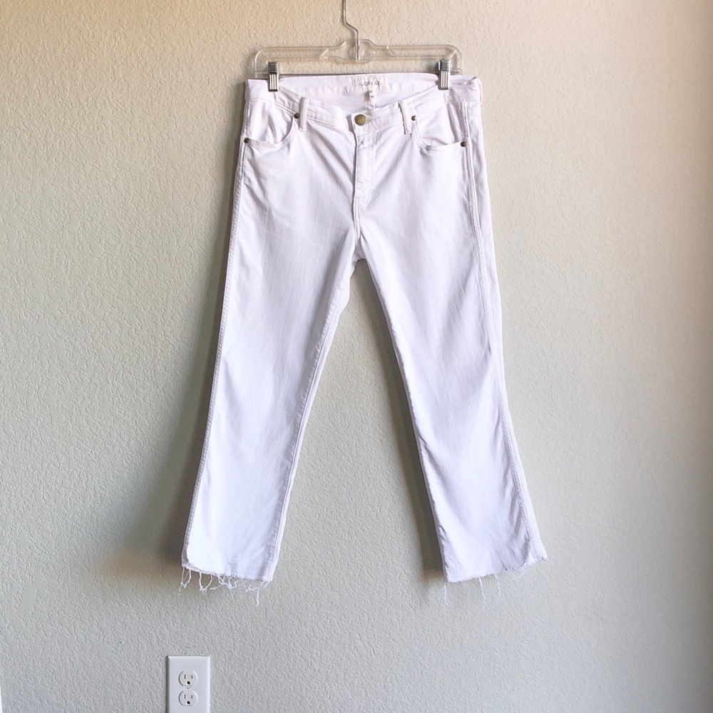 The Great The Nerd Ankle Cropped Jeans White Frayed 29 Y2K